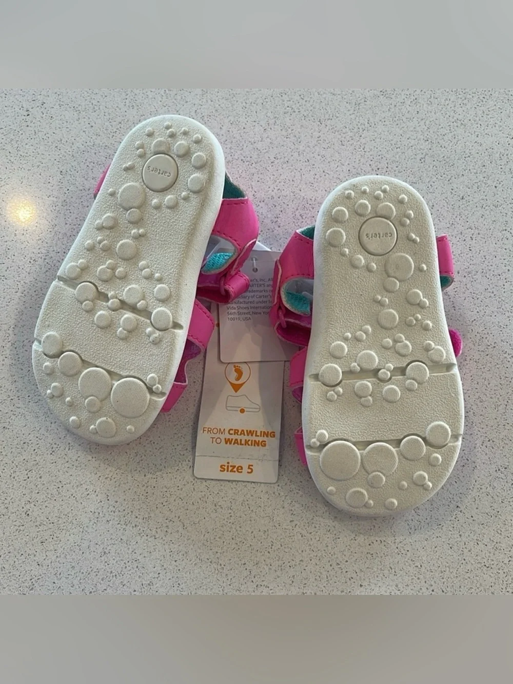 Carter's Bright Pink Unicorn Strap Toddler Sandals Sz 5